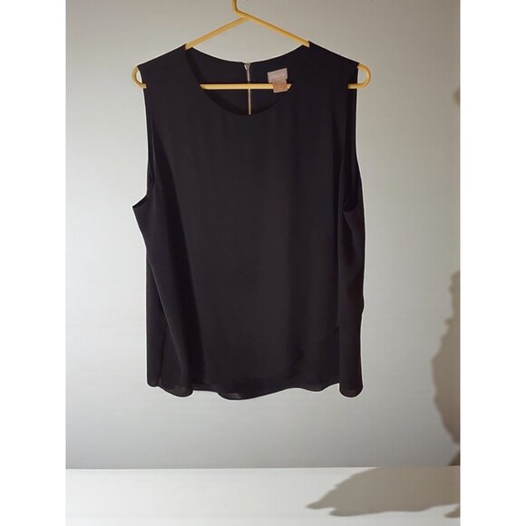 Chico’s Black Sleeveless Tank Top Blouse Size 3 (16/18 XL) Back Zip Overlay - Picture 3 of 10